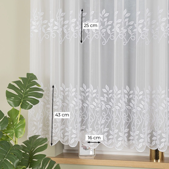 Firanka haftowana na metry 242778 / kolor biały / wysokość 160cm