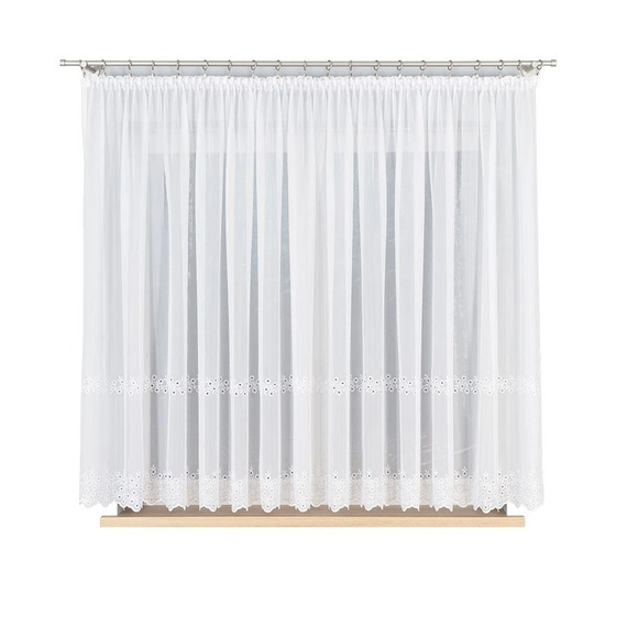 Firanka haftowana na metry 112746 / kolor biały / wysokość 160cm