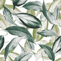 Tkanina zasłonowa PERUGA w zielone liście / - szer 140cm