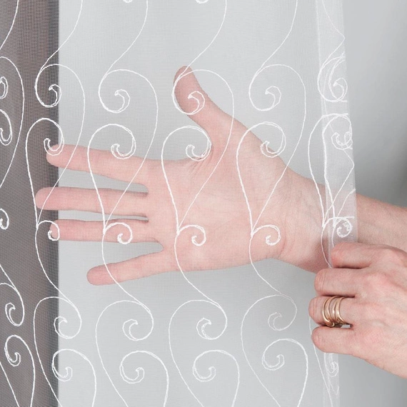 Firanka haftowana 908486 / kolor biały / wysokość 290cm