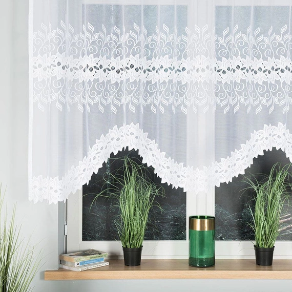 Firanka gotowa żakardowa BASTIA / 250x130cm / kolor biały