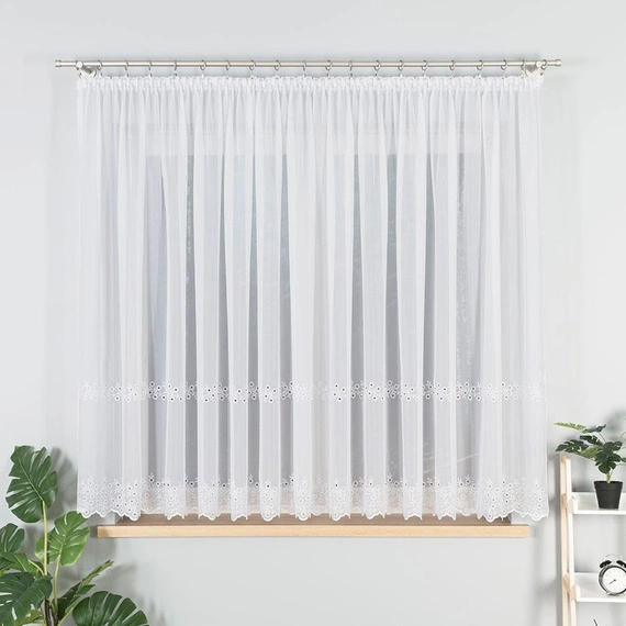 Firanka haftowana na metry 112746 / kolor biały / wysokość 160cm