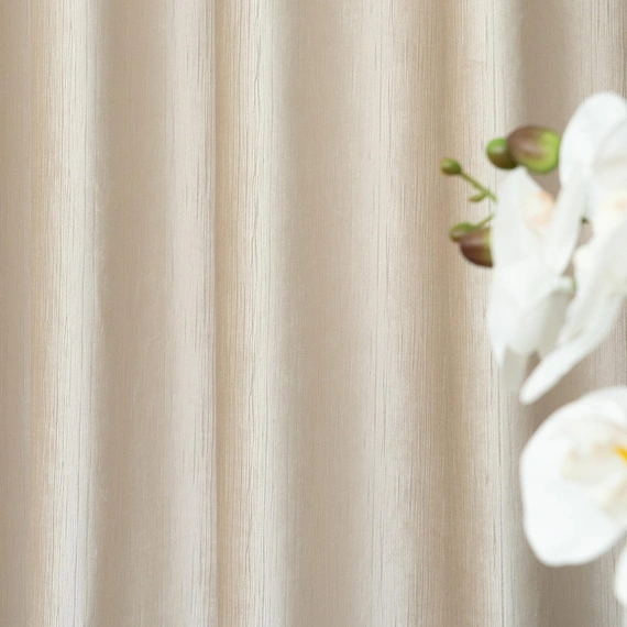 Tkanina zasłonowa VELVET EDEN prążkowana / wysokość 280cm / kolor 02 jasny ciepły beż