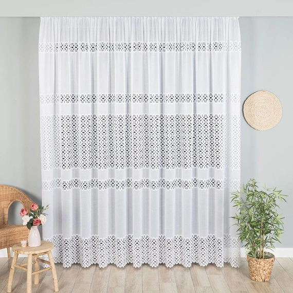 Firanka żakardowa na metry 018869 / kolor biały / wysokość 300cm