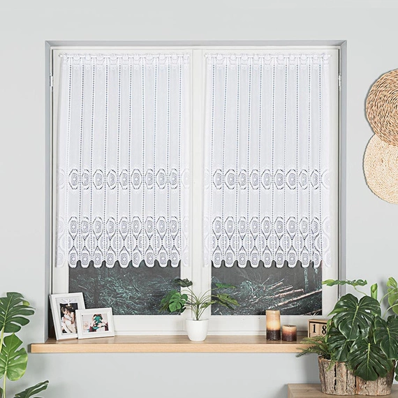 Firanka żakardowa na metry 018535 / kolor biały / wysokość 110cm