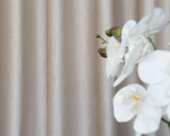 Tkanina zasłonowa VELVET EDEN prążkowana / wysokość 280cm / kolor 06 ciepły beż