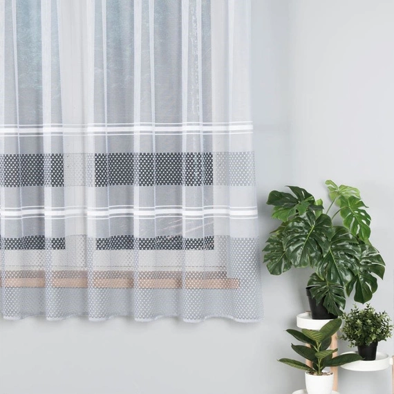 Firanka żakardowa na metry 018601 (szare pasy) - wysokość 180cm