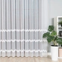 Firanka haftowana z wzorem pasowym 112750 / kolor biały z błyskiem / wysokość 280cm
