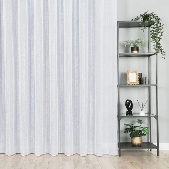 Firanka fantazyjna z pionowymi pasami 001215 / kolor biały z czarnym / wysokość 300cm