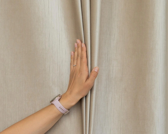 Tkanina zasłonowa VELVET EDEN prążkowana / wysokość 280cm / kolor 02 jasny ciepły beż