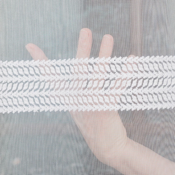 Firanka haftowana na metry 083399 / kolor biały / wysokość 280cm