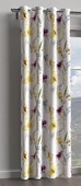 Zasłona biała w żółte i fioletowe kwiaty 140x250 gotowa na przelotkach - OSTATNIA SZTUKA
