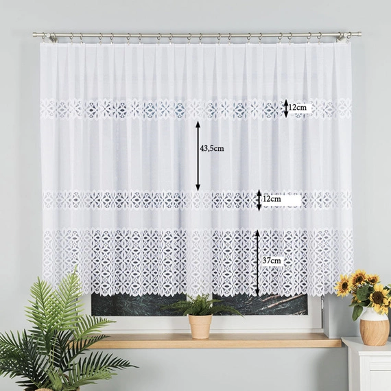 Firanka żakardowa na metry 018869 / kolor biały / kupon 80x140cm