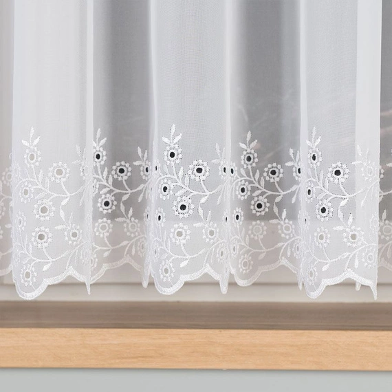 Firanka haftowana na metry 112746 / kolor biały / wysokość 160cm