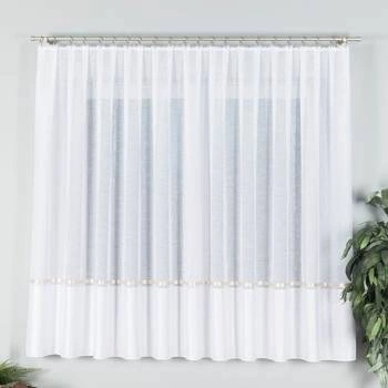 Firanka fantazyjna z wzorem na samym dole 000641 / kolor biały ze złotym pasem / wysokość 170cm