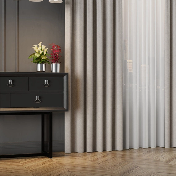 Tkanina zasłonowa IBIZA / wysokość 300cm / kolor 020 szarobeżowy