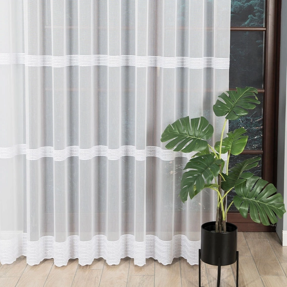 Firanka haftowana na metry 083399 / kolor biały / wysokość 280cm