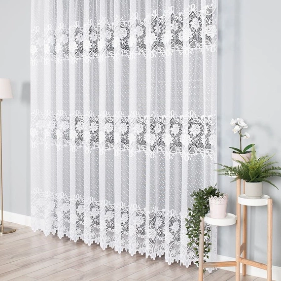 Firanka żakardowa 017480 / kolor biały / wysokość 200cm