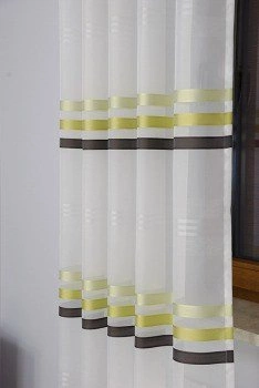 Woal SIMONEw paski brązowo-zielone - kupon 140x280cm