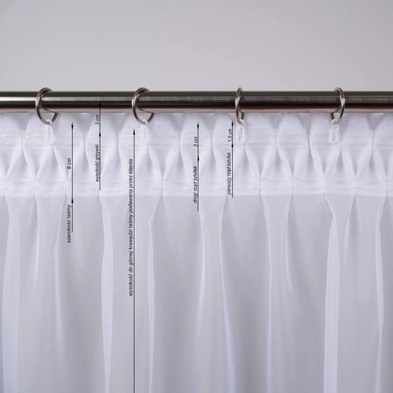 Usługa uszycia firanki(zasłony) na taśmie układającej 6909 (1:2,5) z grzywką