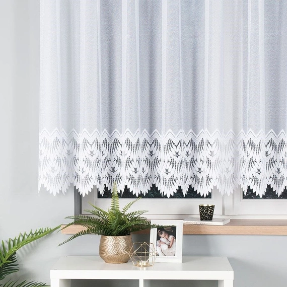 Firanka żakardowa 018989 / kolor biały / wysokość 144cm