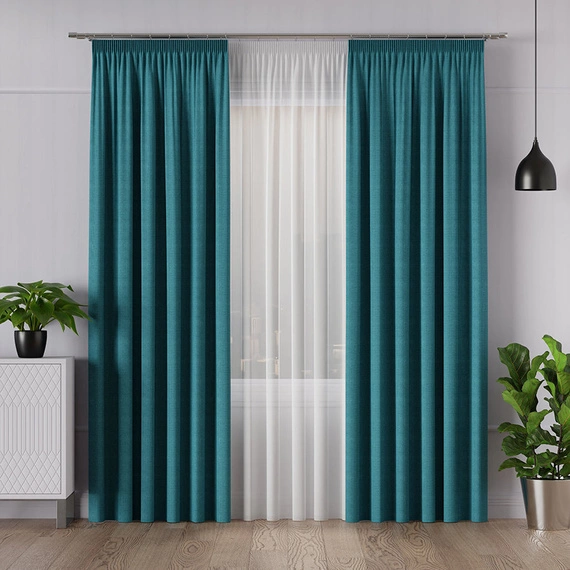 Tkanina zasłonowa IBIZA / wysokość 300cm / kolor 012 turkusowy
