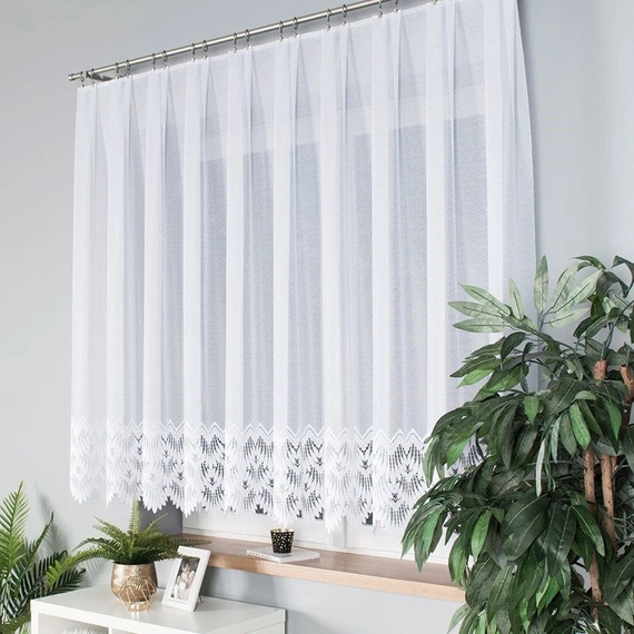 Firanka żakardowa 018989 / kolor biały / wysokość 144cm