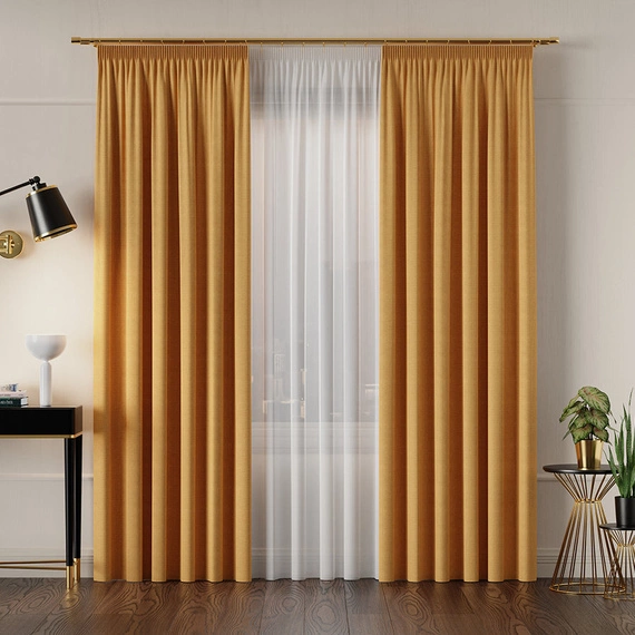 Tkanina zasłonowa IBIZA / wysokość 300cm / kolor 019 musztardowy