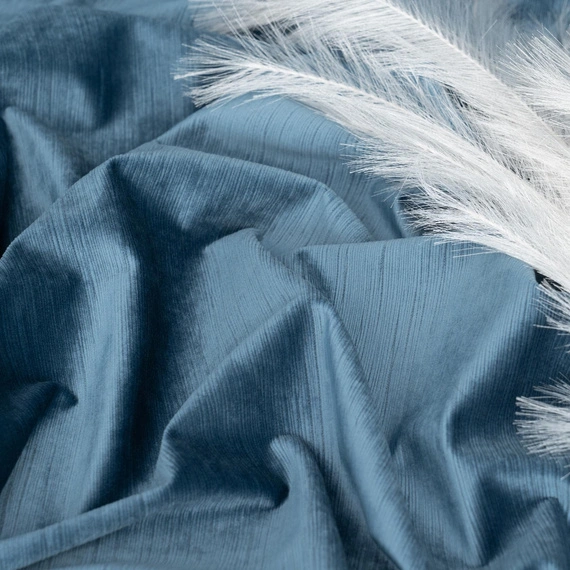 Tkanina zasłonowa VELVET EDEN prążkowana / wysokość 280cm / kolor 14 niebieski