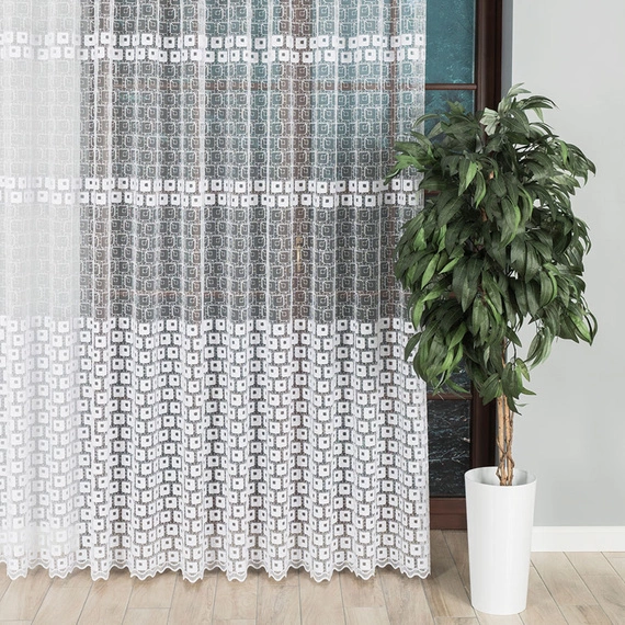 Firanka haftowana na metry 810437 / kolor biały / wysokość 280cm