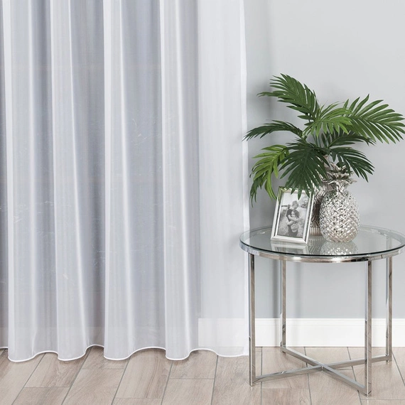 Woal gładki PREMIUM z obciążnikiem / kolor biały / wysokość 300cm