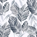 Tkanina zasłonowa w liście, biało-szara 380392/2007 - 150cm