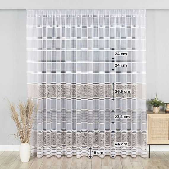 Firanka żakardowa na metry 017834 / kolor biały + złoty / wysokość 250cm