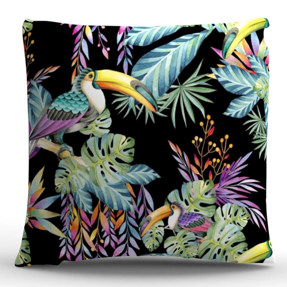 Tkanina zasłonowa w liście, czarna TUKANY 102 - 150cm