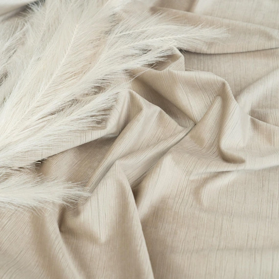 Tkanina zasłonowa VELVET EDEN prążkowana / wysokość 280cm / kolor 02 jasny ciepły beż