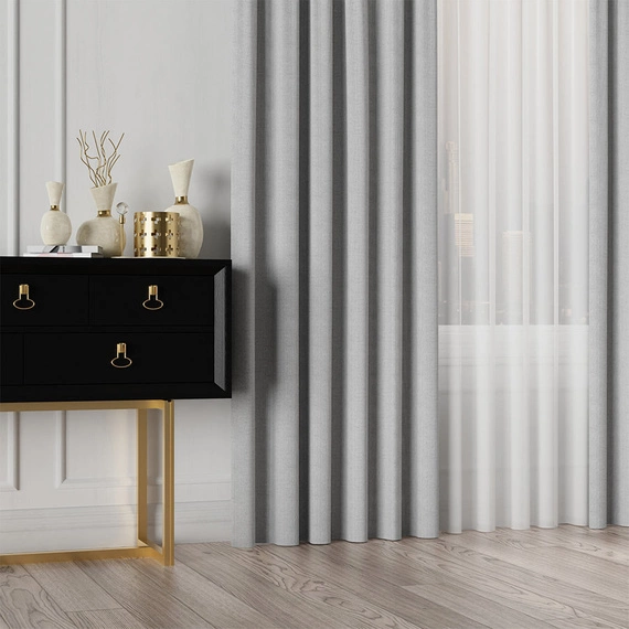 Tkanina zasłonowa IBIZA / kolor 007 jasny szary / kupon 105x300cm