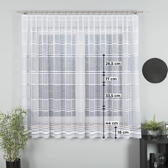Firanka żakardowa na metry 017834 / kolor biały + szary / wysokość 180cm
