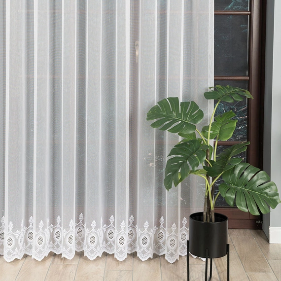 Firanka haftowana na metry 123946 / kolor biały / wysokość 280cm