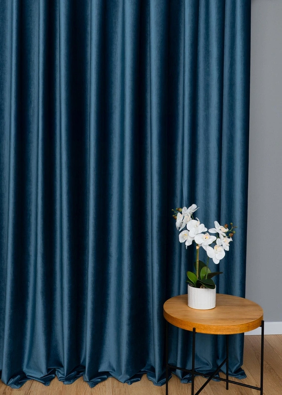 Tkanina zasłonowa VELVET EDEN prążkowana / wysokość 280cm / kolor 15 granatowy