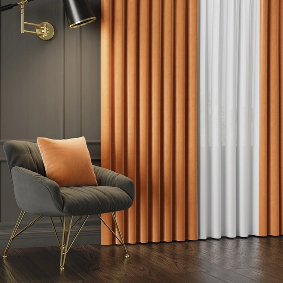 Tkanina zasłonowa na metry VELVET / wysokość 300cm / kolor 027 pomarańczowy