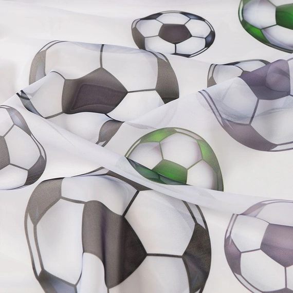 Firanka woalowa na metry Futbol / wysokość 157cm / piłki zielone