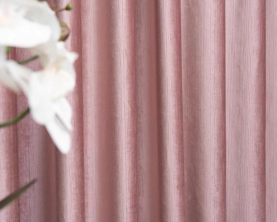 Tkanina zasłonowa VELVET EDEN prążkowana / wysokość 280cm / kolor 13 ciemny pudrowy róż