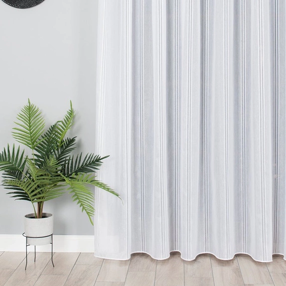 Firanka fantazyjna w pasy 018234 / kolor biały / wysokość 290cm
