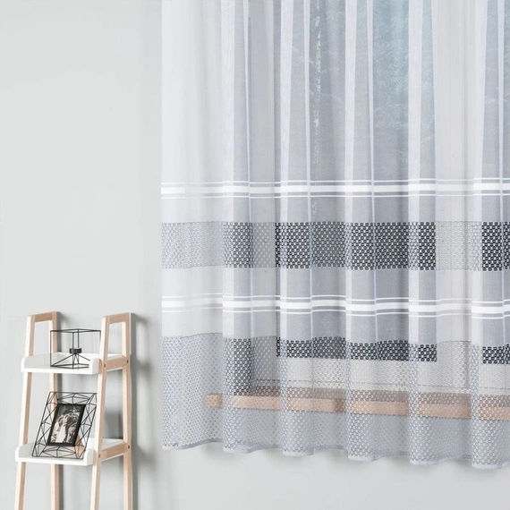 Firanka żakardowa na metry 018601 (szare pasy) - wysokość 180cm