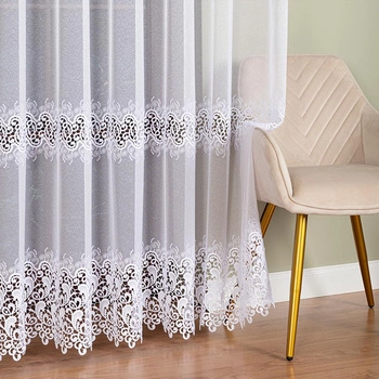 Firanka z aplikacją gipiurową 009393 / wysokość 280cm