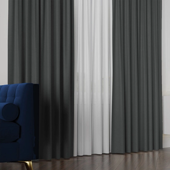Tkanina zasłonowa na metry Lukrecja / wysokość 310cm / kolor 034 grafitowy