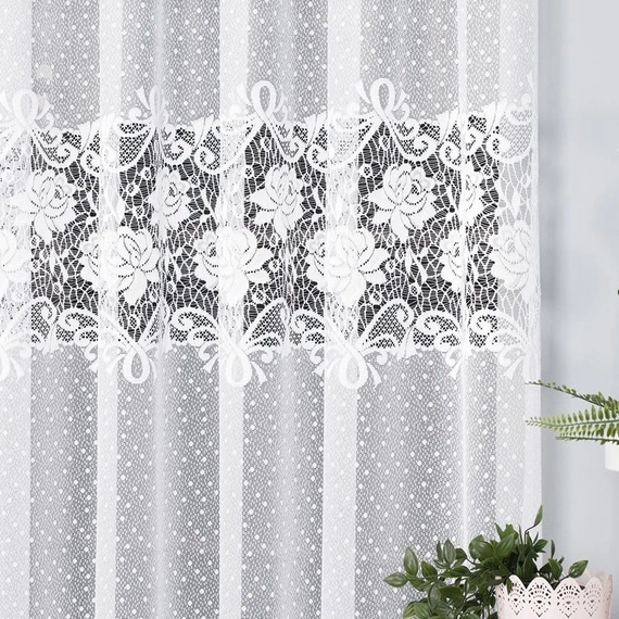 Firanka żakardowa 017480 / kolor biały / wysokość 200cm