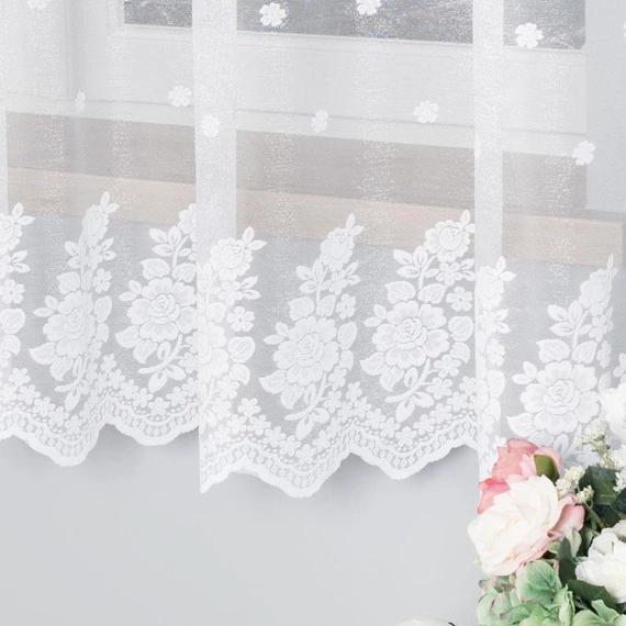 Firanka żakardowa 094310 / kolor biały z połyskiem / wysokość 180cm