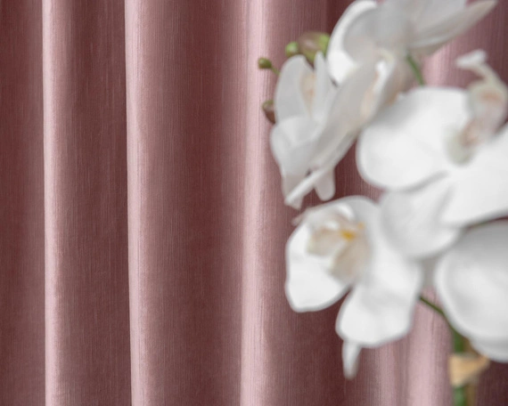 Tkanina zasłonowa VELVET EDEN prążkowana / wysokość 280cm / kolor 13 ciemny pudrowy róż