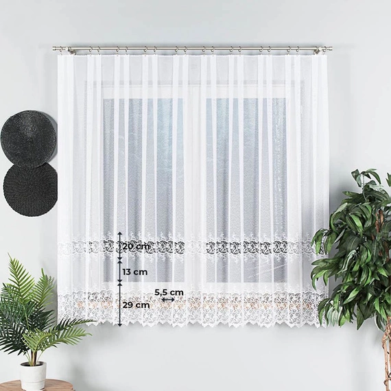 Firanka z aplikacją gipiurową 008210 / wysokość 175cm